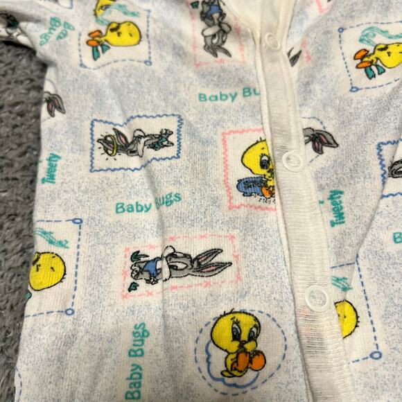 Vintage Looney Tunes Bodysuit Infant Baby Small Tweety Bugs Bunny - Picture 2 of 6